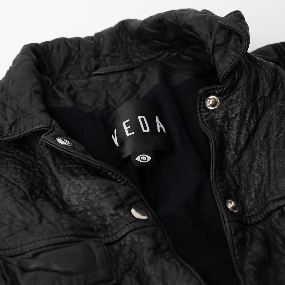 VEDA Black Leather Jean Jacket - Picture 7 of 10